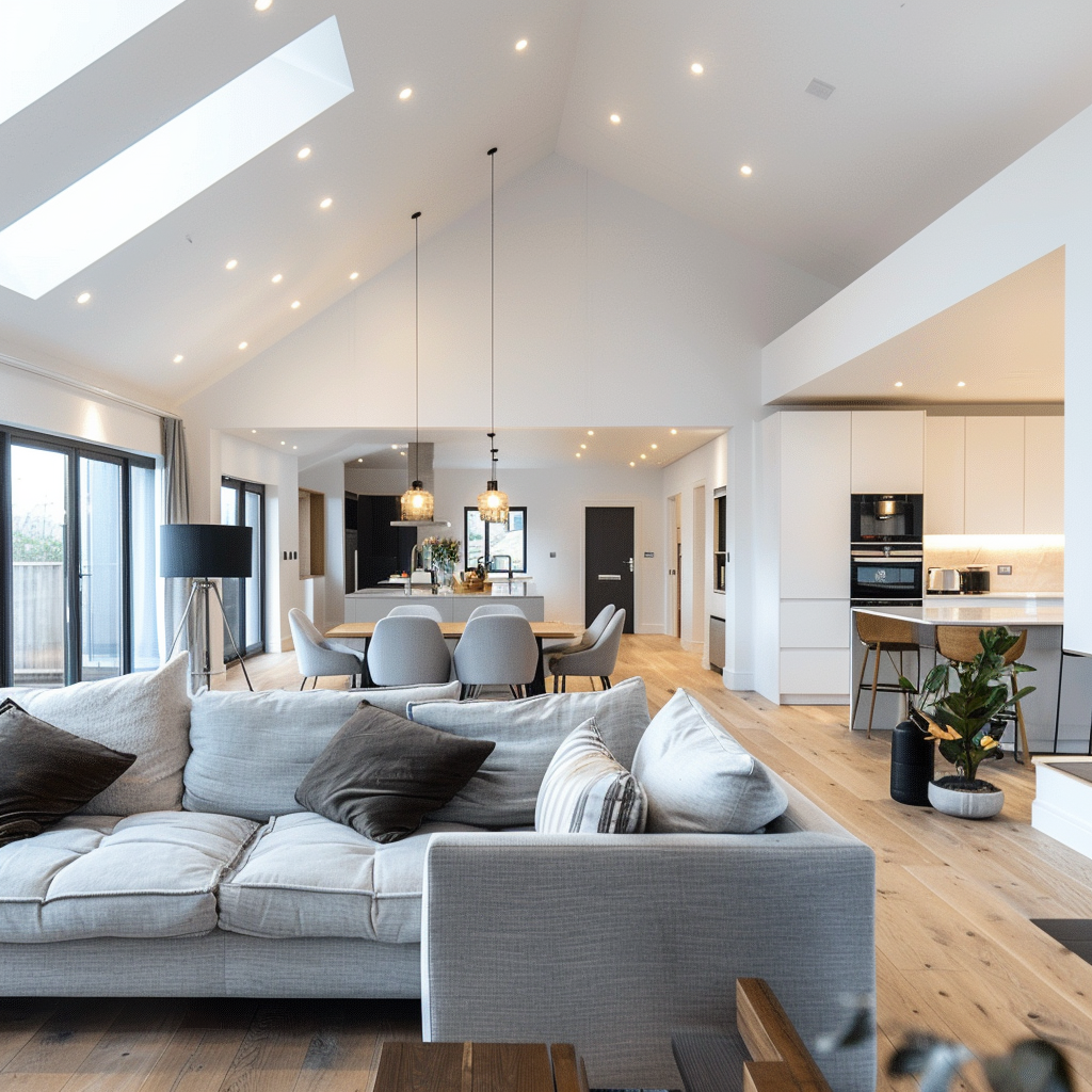 Modern open-plan extension designed by Modulos Design in Tasmania